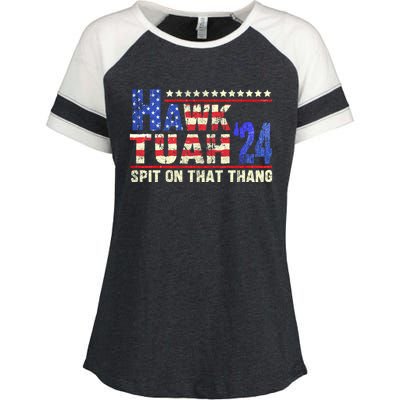 Hawk Tuah 24 Spit On That Thang Funny Saying Enza Ladies Jersey Colorblock Tee