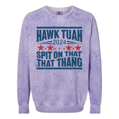 Hawk Tuah 2024 Meme Colorblast Crewneck Sweatshirt