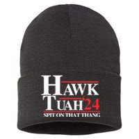 Hawk Tuah 24 Spit On That Thang Hawk Tush For President 2024 Election Parody Sustainable Knit Beanie