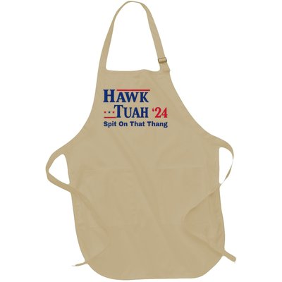 Hawk Tuah 2024 Funny Spit Design Full-Length Apron With Pockets