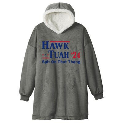 Hawk Tuah 2024 Funny Spit Design Hooded Wearable Blanket