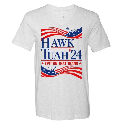 Hawk Tauh 24 Usa Flag Meme Quote V-Neck T-Shirt