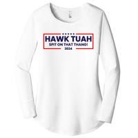 Hawk Tuah 24 Spit On That Thang Funny Saying Women's Perfect Tri Tunic Long Sleeve Shirt