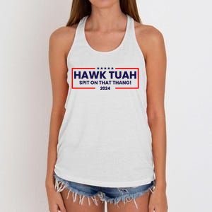 Hawk Tuah 24 Spit On That Thang Funny Saying Women's Knotted Racerback Tank