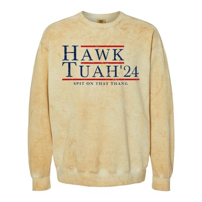 Hawk Tuah 24 Spit On That Thang Colorblast Crewneck Sweatshirt