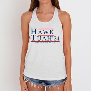 Hawk Tuah 24 Spit On That Thang Women's Knotted Racerback Tank