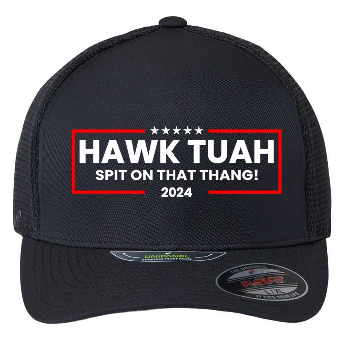 Hawk Tuah 24 Spit On That Thang Funny Saying Flexfit Unipanel Trucker Cap