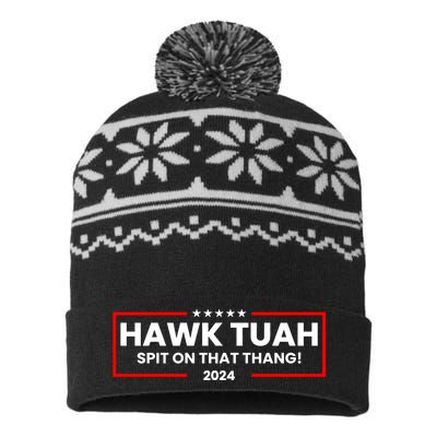 Hawk Tuah 24 Spit On That Thang Funny Saying USA-Made Snowflake Beanie