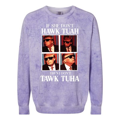 Hawk Tush 2024 Hawk Tuah Trump Embarrassing Airport Colorblast Crewneck Sweatshirt