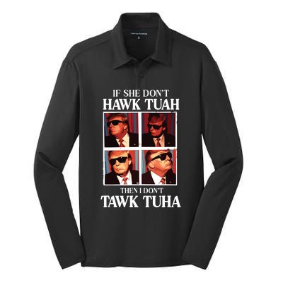 Hawk Tush 2024 Hawk Tuah Trump Embarrassing Airport Silk Touch Performance Long Sleeve Polo