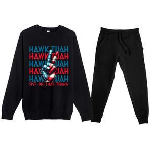 Hawk Tuah 24 Spit On That Thang Hawk Tush For President 2024 Election Parody Premium Crewneck Sweatsuit Set