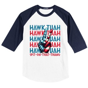 Hawk Tuah 24 Spit On That Thang Hawk Tush For President 2024 Election Parody Baseball Sleeve Shirt