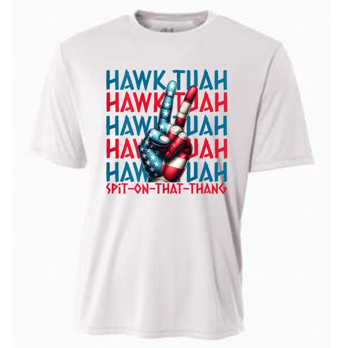 Hawk Tuah 24 Spit On That Thang Hawk Tush For President 2024 Election Parody Cooling Performance Crew T-Shirt