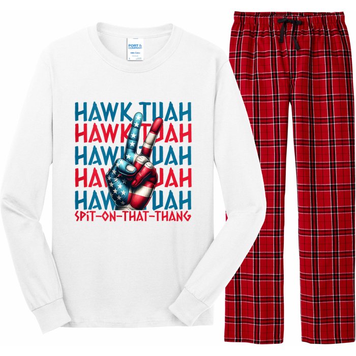 Hawk Tuah 24 Spit On That Thang Hawk Tush For President 2024 Election Parody Long Sleeve Pajama Set