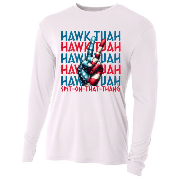 Hawk Tuah 24 Spit On That Thang Hawk Tush For President 2024 Election Parody Cooling Performance Long Sleeve Crew