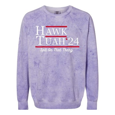 Hawk Tuah 24 Spit On That Thang Colorblast Crewneck Sweatshirt