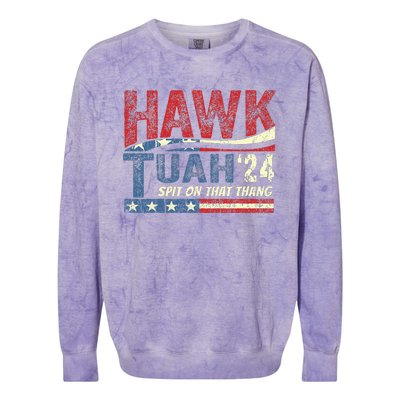 Hawk Tuah 24 Spit On That Thang Colorblast Crewneck Sweatshirt