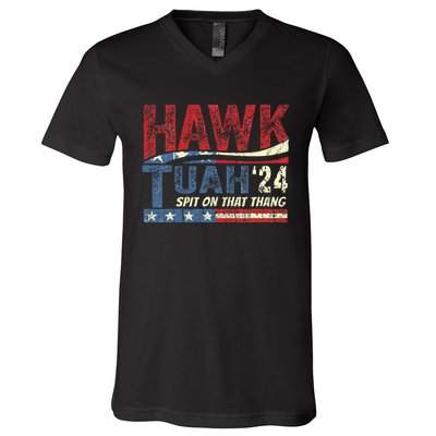 Hawk Tuah 24 Spit On That Thang V-Neck T-Shirt