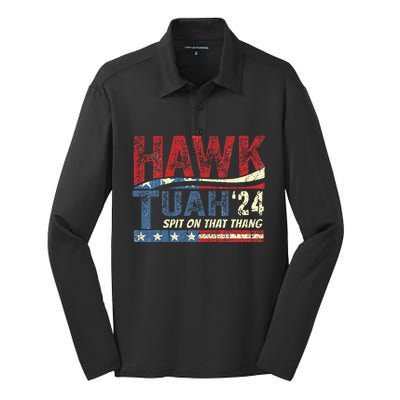 Hawk Tuah 24 Spit On That Thang Silk Touch Performance Long Sleeve Polo