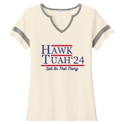 Hawk Tuah 24 Spit On That Thang Ladies Halftime Notch Neck Tee