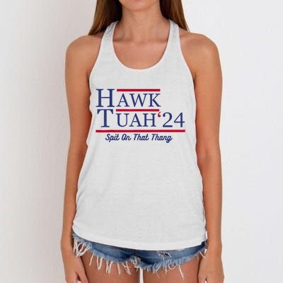 Hawk Tuah 24 Spit On That Thang Women's Knotted Racerback Tank