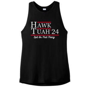 Hawk Tuah 24 Spit On That Thang Ladies PosiCharge Tri-Blend Wicking Tank