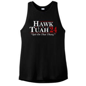 Hawk Tuah 24 Spit On That Thang Ladies PosiCharge Tri-Blend Wicking Tank