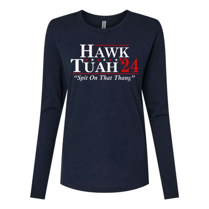 Hawk Tuah 24 Spit On That Thang Womens Cotton Relaxed Long Sleeve T-Shirt