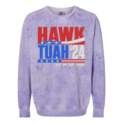 Hawk Tuah 2024 Spit On That Thang Colorblast Crewneck Sweatshirt