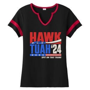 Hawk Tuah 2024 Spit On That Thang Ladies Halftime Notch Neck Tee