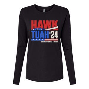 Hawk Tuah 2024 Spit On That Thang Womens Cotton Relaxed Long Sleeve T-Shirt