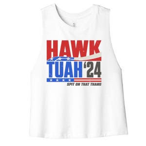 Hawk Tuah 2024 Spit On That Thang Women's Racerback Cropped Tank