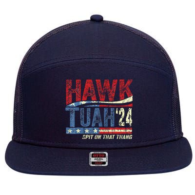 Hawk Tuah 24 Spit On That Thang 7 Panel Mesh Trucker Snapback Hat