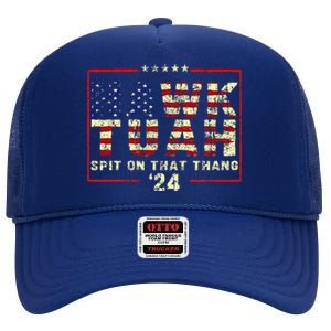 Hawk Tuah 24 Spit On That Thang High Crown Mesh Back Trucker Hat