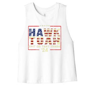 Hawk Tuah 24 Spit On That Thang Women's Racerback Cropped Tank