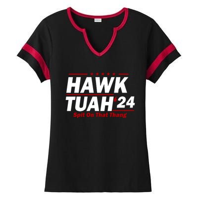 Hawk Tuah 24 Spit On That Thang Funny Saying Ladies Halftime Notch Neck Tee