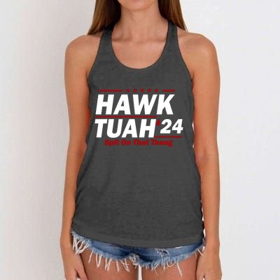 Hawk Tuah 24 Spit On That Thang Funny Saying Women's Knotted Racerback Tank