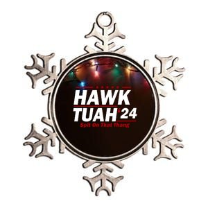 Hawk Tuah 24 Spit On That Thang Funny Saying Metallic Star Ornament