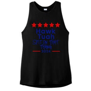 Hawk Tuah 24 Spit On That Thang Ladies PosiCharge Tri-Blend Wicking Tank