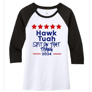 Hawk Tuah 24 Spit On That Thang Women's Tri-Blend 3/4-Sleeve Raglan Shirt