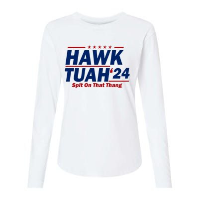 Hawk Tuah 24 Spit On That Thang Funny Saying Womens Cotton Relaxed Long Sleeve T-Shirt