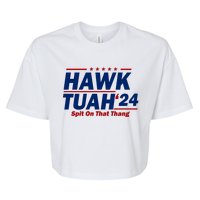 Hawk Tuah 24 Spit On That Thang Funny Saying Bella+Canvas Jersey Crop Tee