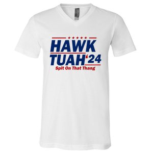 Hawk Tuah 24 Spit On That Thang Funny Saying V-Neck T-Shirt