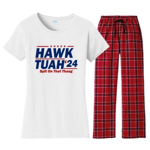 Hawk Tuah 24 Spit On That Thang Funny Saying Women's Flannel Pajama Set