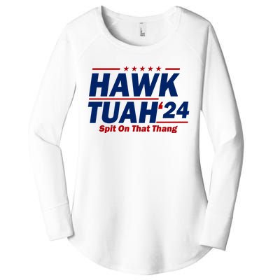 Hawk Tuah 24 Spit On That Thang Funny Saying Women's Perfect Tri Tunic Long Sleeve Shirt