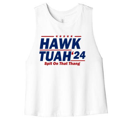 Hawk Tuah 24 Spit On That Thang Funny Saying Women's Racerback Cropped Tank