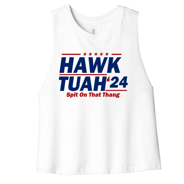 Hawk Tuah 24 Spit On That Thang Funny Saying Women's Racerback Cropped Tank