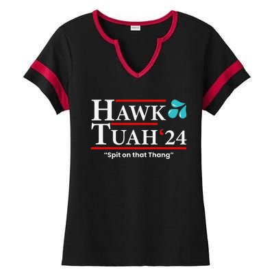 Hawk Tuah 24 Spit On That Thang Ladies Halftime Notch Neck Tee