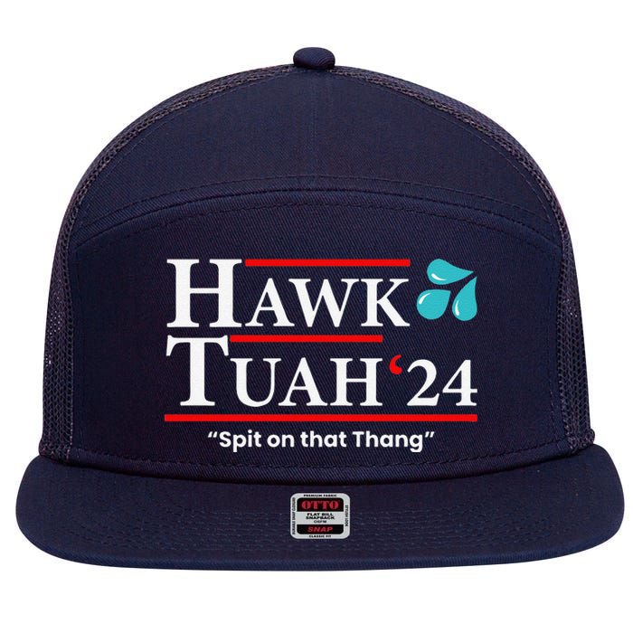 Hawk Tuah 24 Spit On That Thang 7 Panel Mesh Trucker Snapback Hat