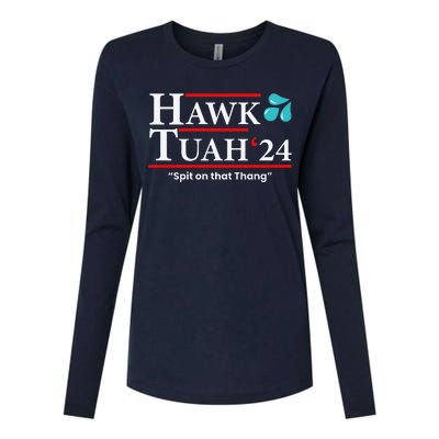 Hawk Tuah 24 Spit On That Thang Womens Cotton Relaxed Long Sleeve T-Shirt